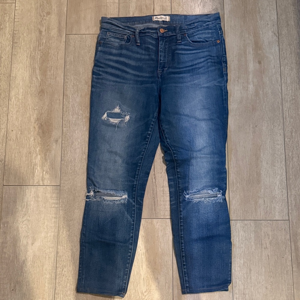 Madewell high riser skinny Dark Blue Ripped Jeans 31
